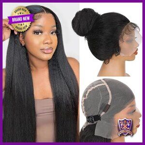 30 Inch Synthetic Yaki Straight Wig Full Lace Pre-Plucked 180% Density